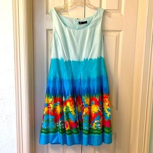 EUC midi dress. Different blues and color. Size 14